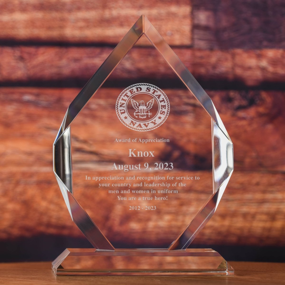 Unique Personalized Military Crystal Diamond Recognition Award Customized crystal award Gifts for Men by Groovy Guy