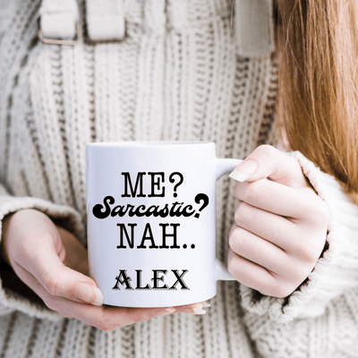 White Funny Coffee Mug With Never Saracstic I Promise Design