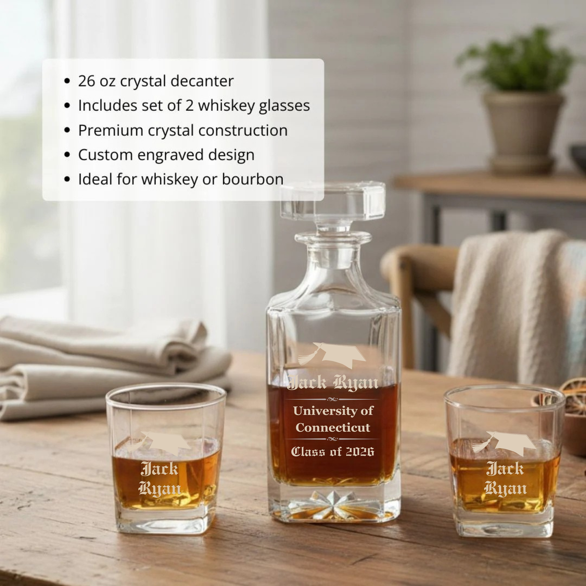 Class of 2026 Personalized College Graduation Decanter Set