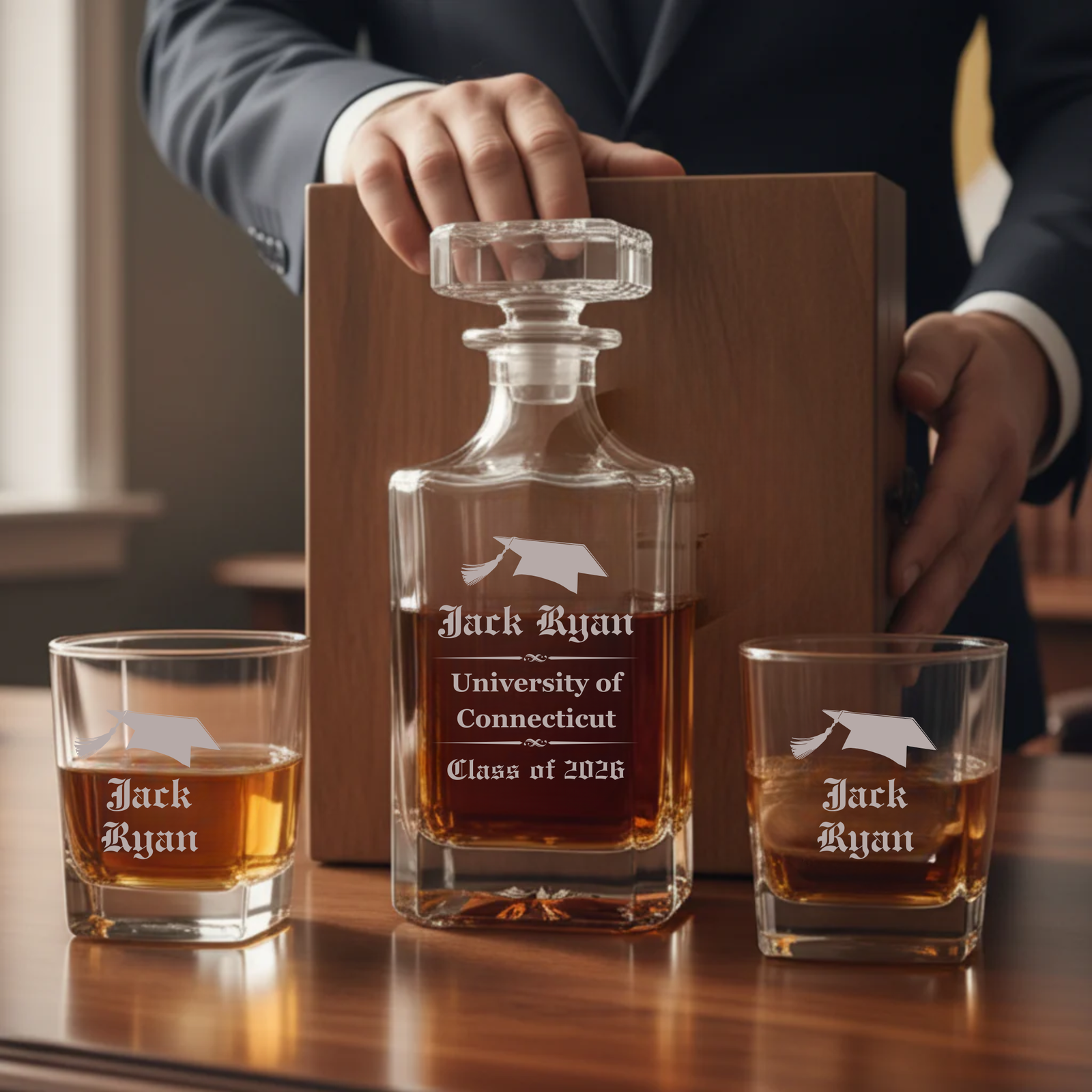 Class of 2026 Personalized College Graduation Decanter Set