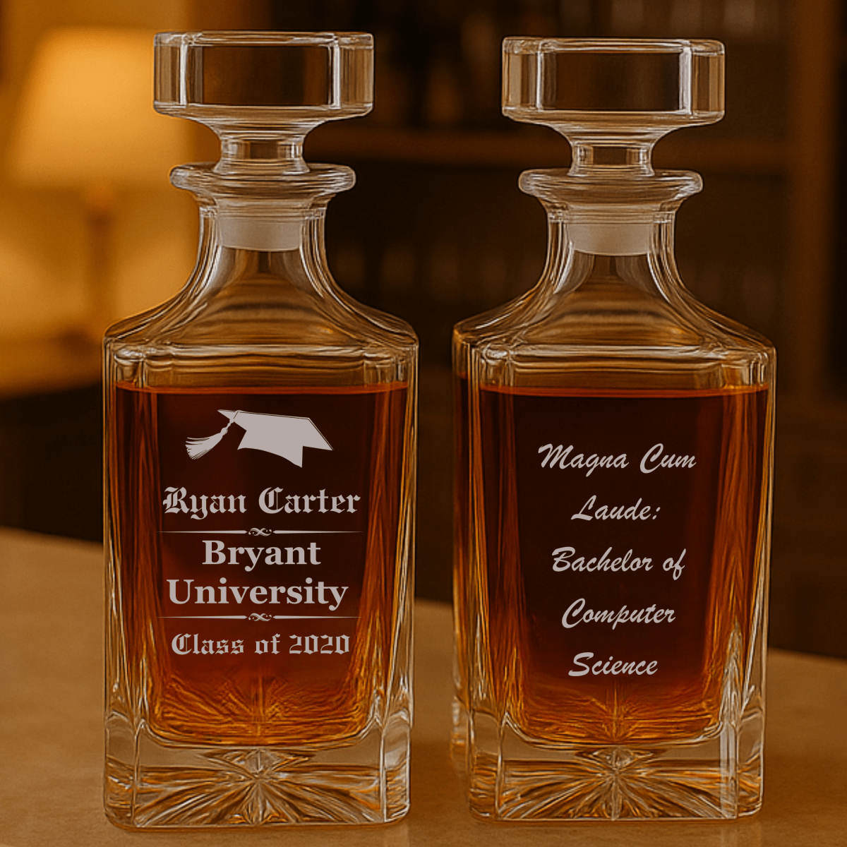 Unique Personalized College Graduation Decanter Customized graduation gifts for him Gifts for Men by Groovy Guy