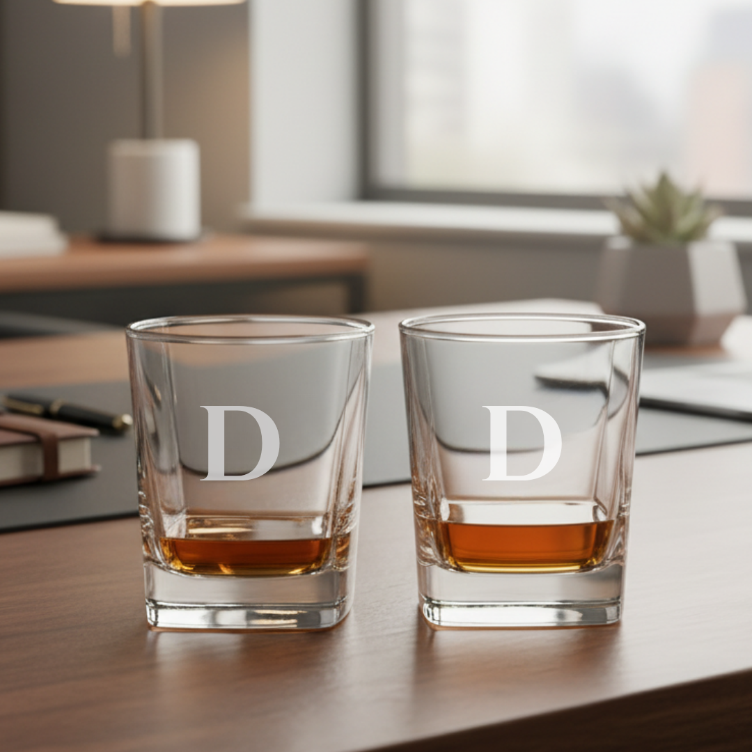 Initial Whiskey Glass