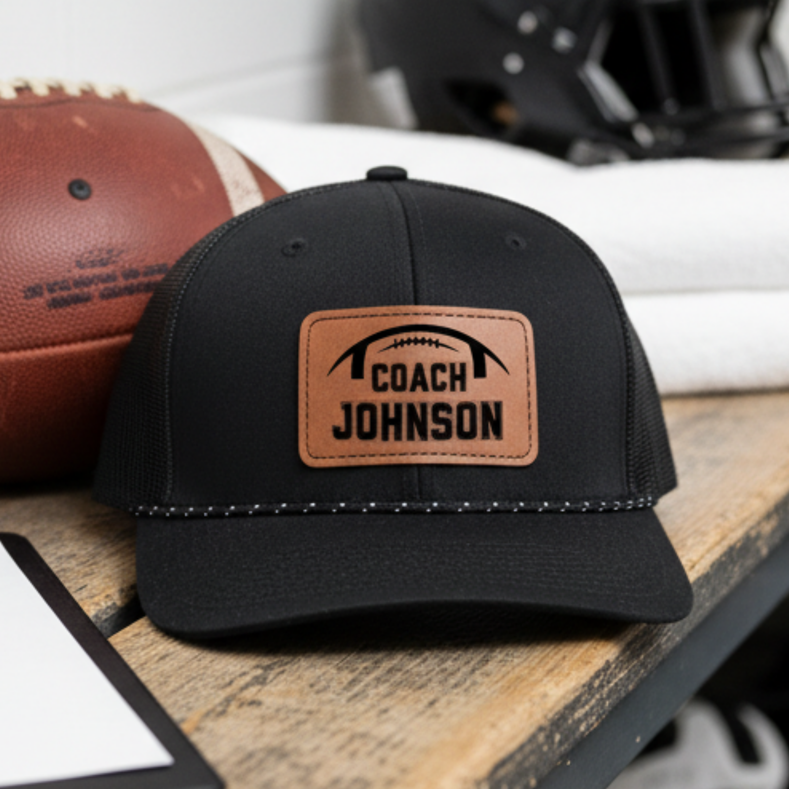 Gridiron Coach Leather Patch Hat