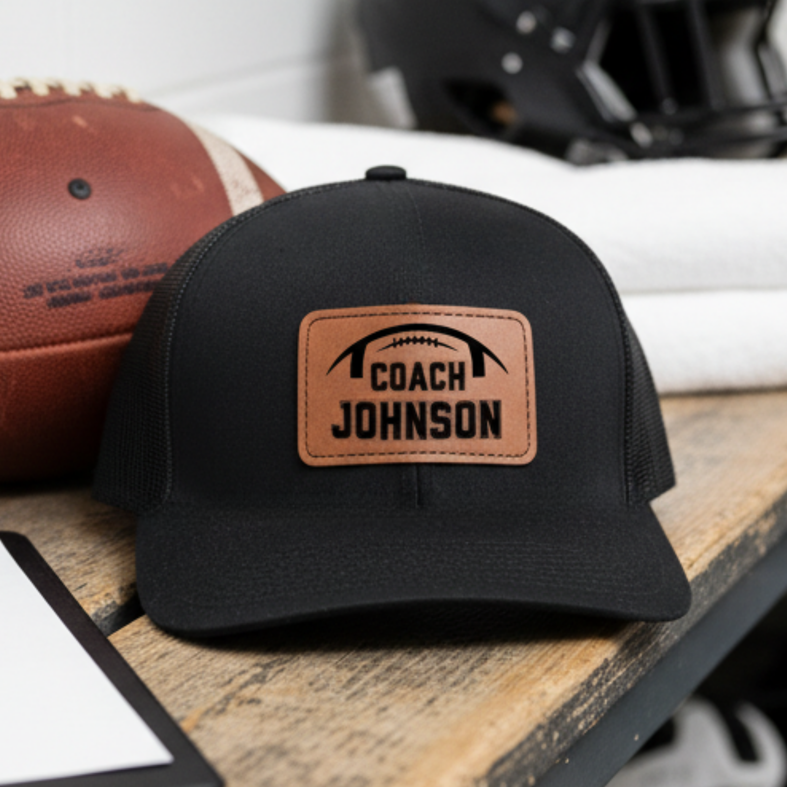 Gridiron Coach Leather Patch Hat