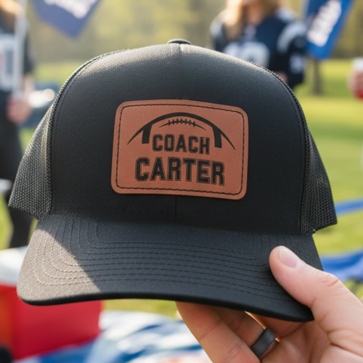 Gridiron Coach Leather Patch Hat
