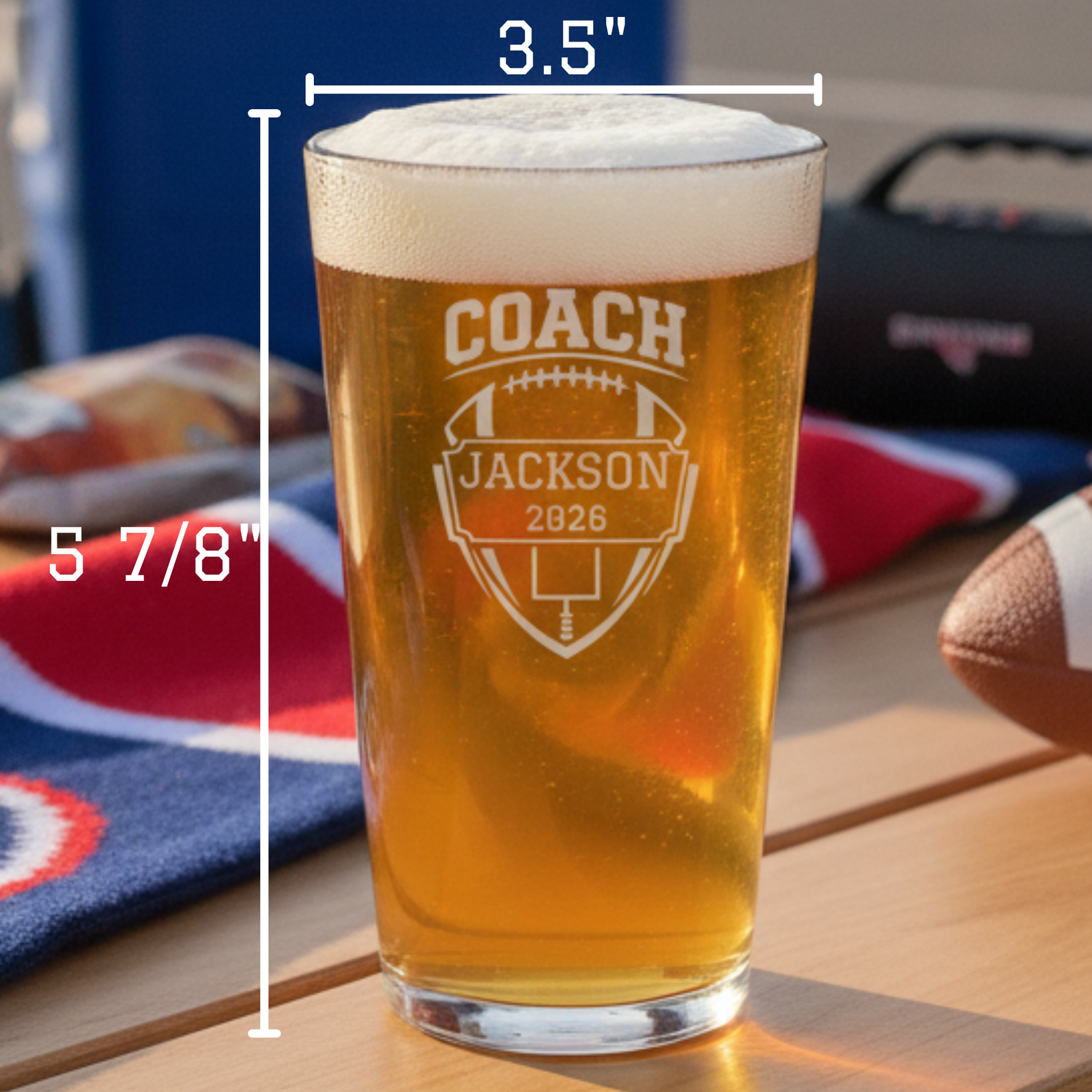 Personalized Football Coach Pint Glass