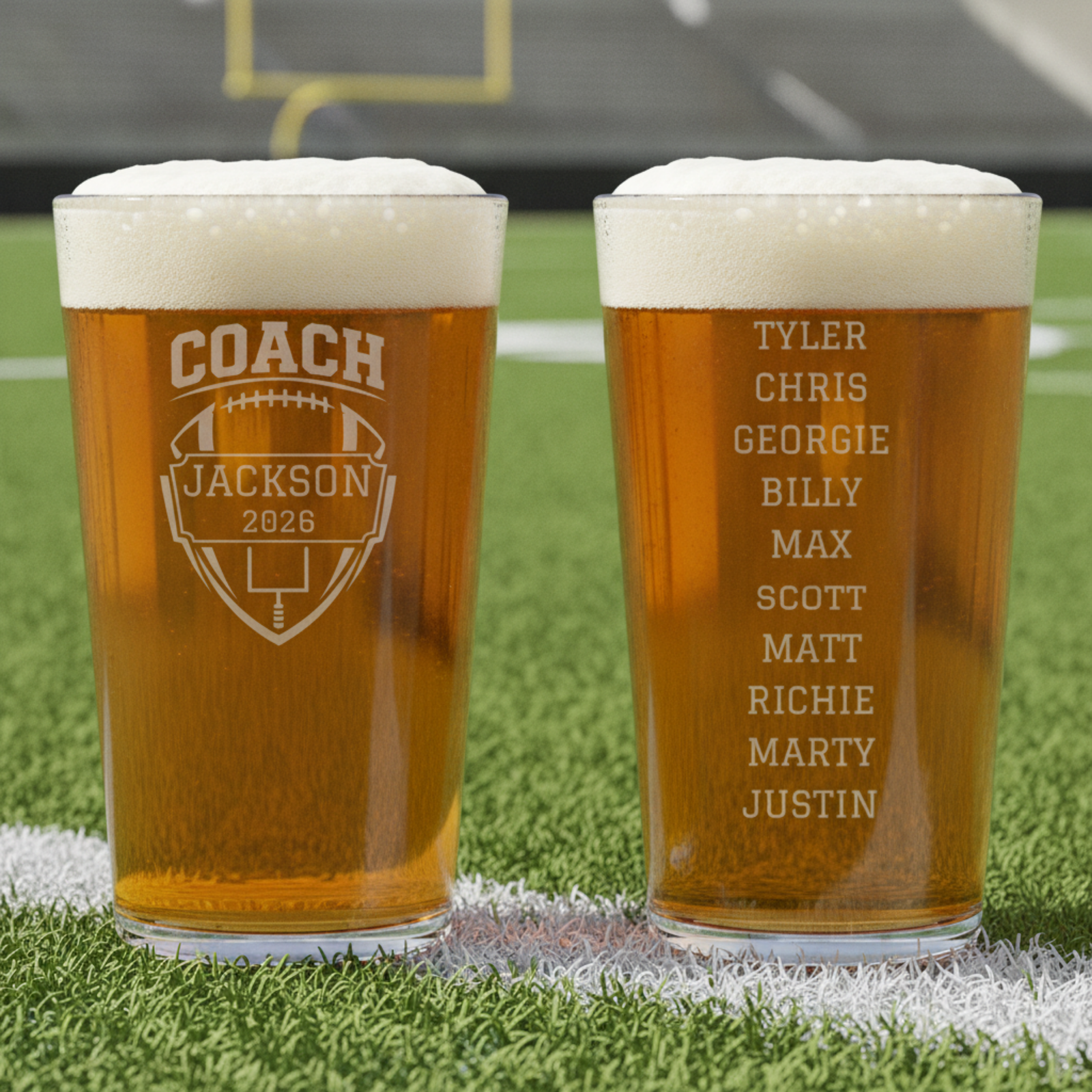 Personalized Football Coach Pint Glass