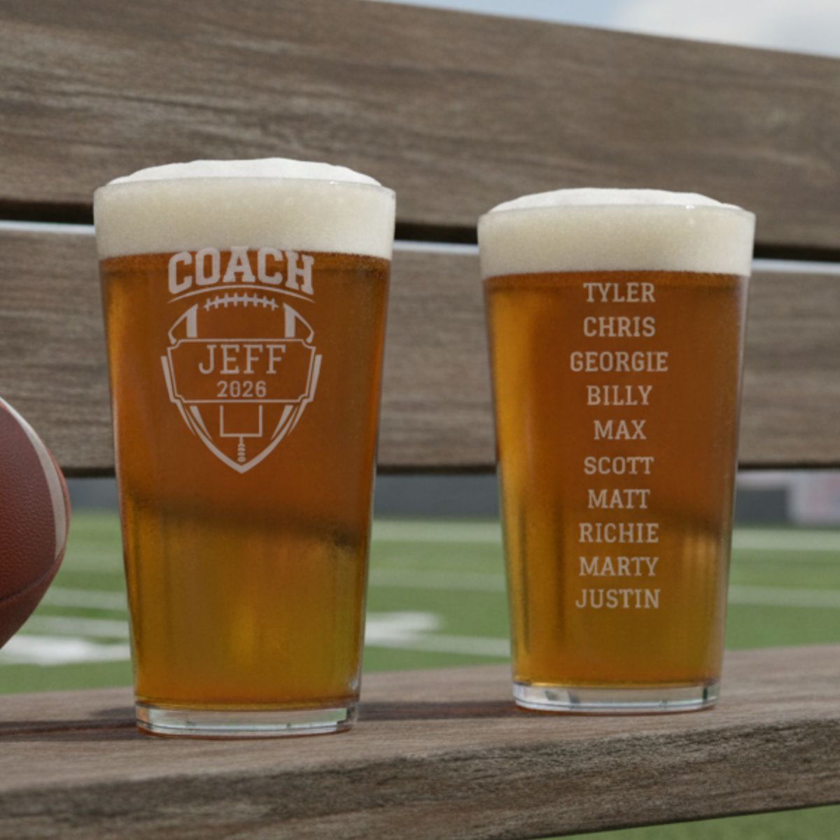Personalized Football Coach Pint Glass