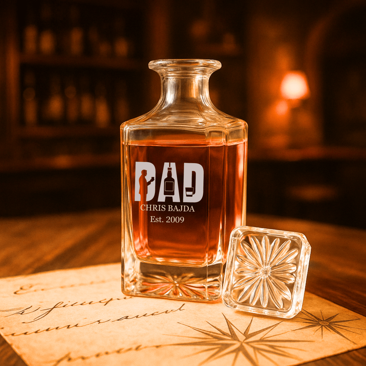 Unique Personalized Dad’s Keepsake Decanter Customized Fathers Day Gifts for Men by Groovy Guy