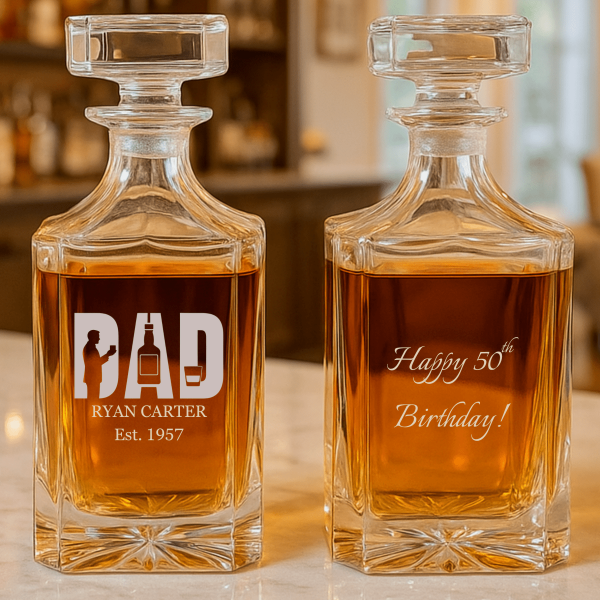 Unique Personalized Dad’s Keepsake Decanter Customized Fathers Day Gifts for Men by Groovy Guy