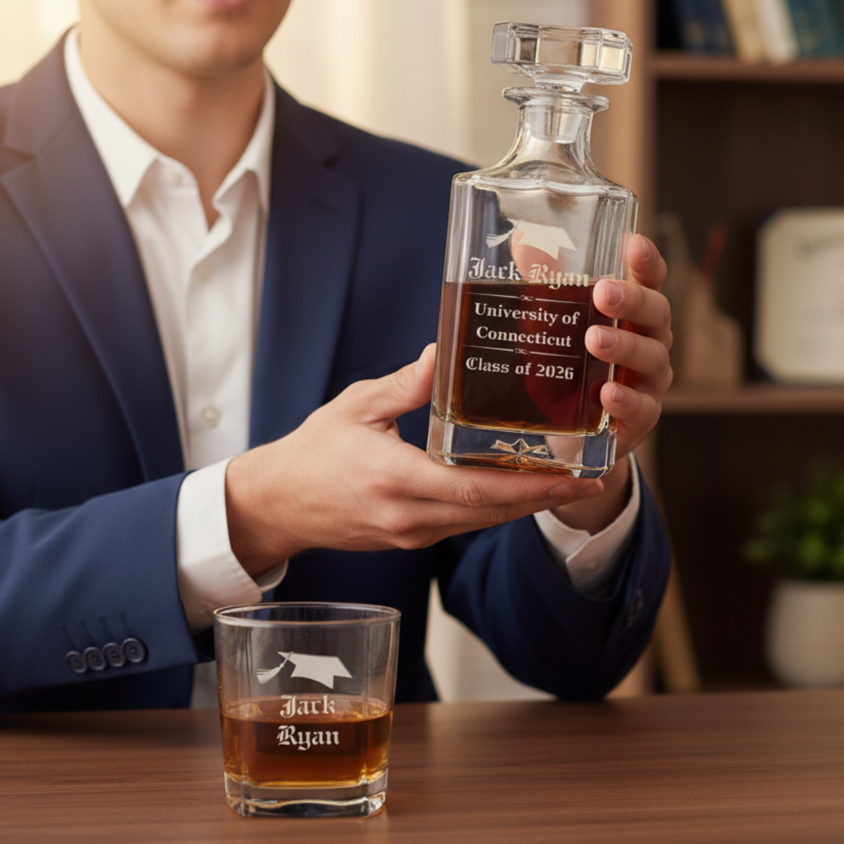 Class of 2026 Personalized College Graduation Decanter Set