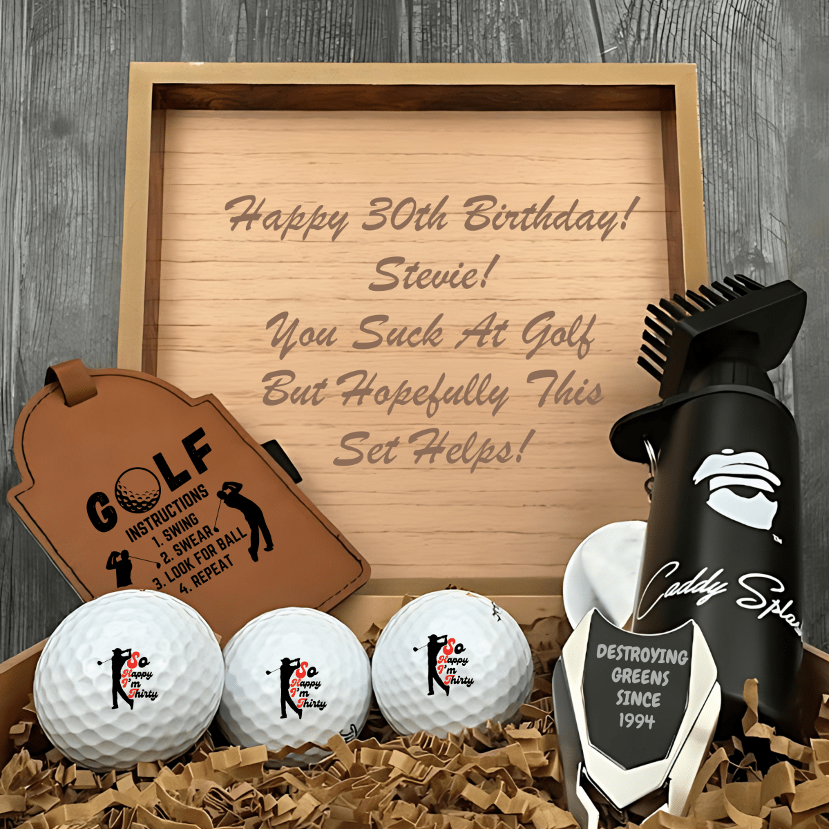 Unique Personalized Hole - in - One Birthday Box Customized Gift Set Gifts for Men by Groovy Guy