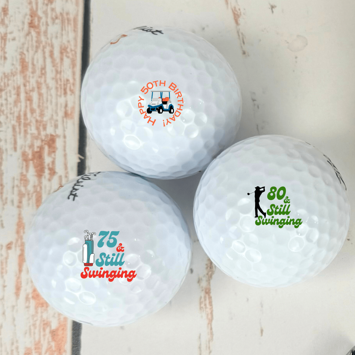 Unique Personalized Swinging Birthday Balls Customized golf ball Gifts for Men by Groovy Guy