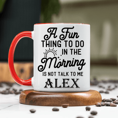 Red Funny Coffee Mug With Not A Morning Person Design