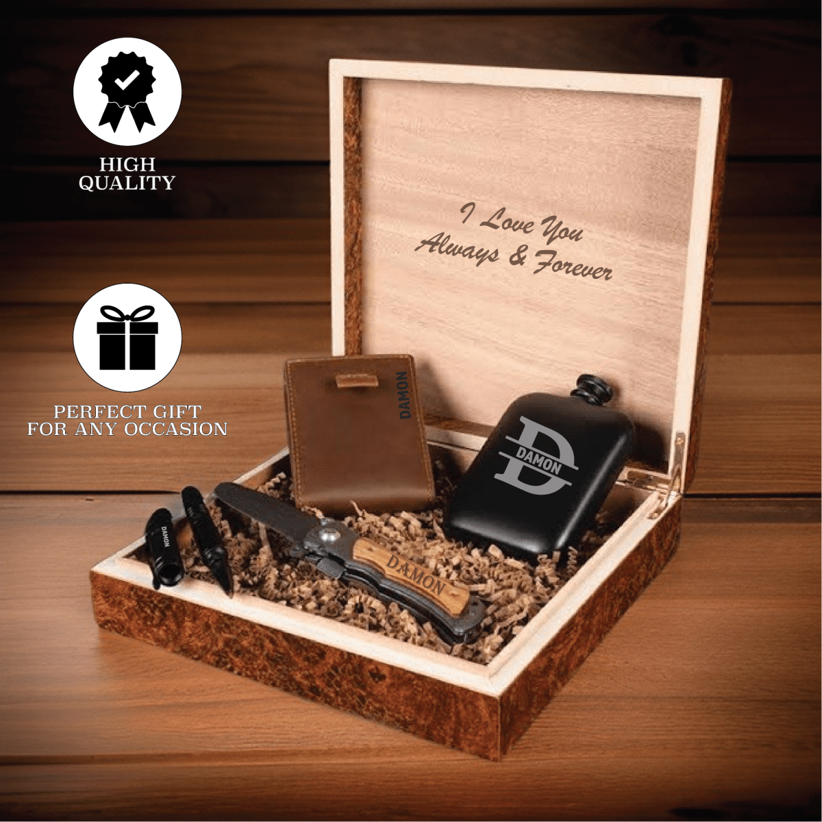 Unique Personalized Gentleman's Essentials Box Set Customized Gift Set Gifts for Men by Groovy Guy