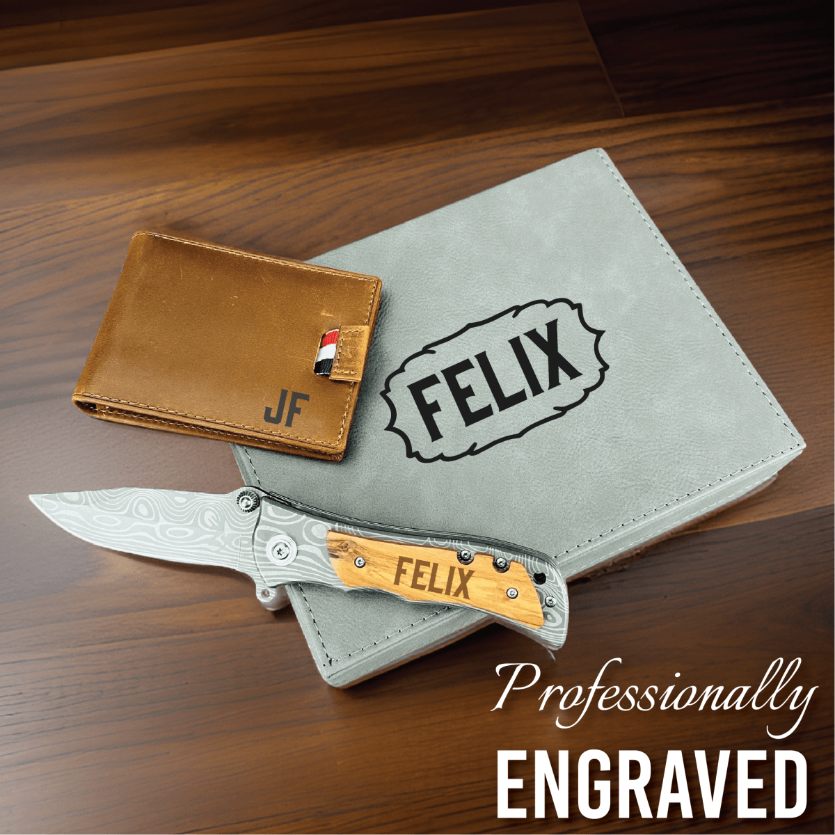 Unique Personalized Personalized Knife and Wallet Gift Box Customized Groomsmen Gifts Gifts for Men by Groovy Guy