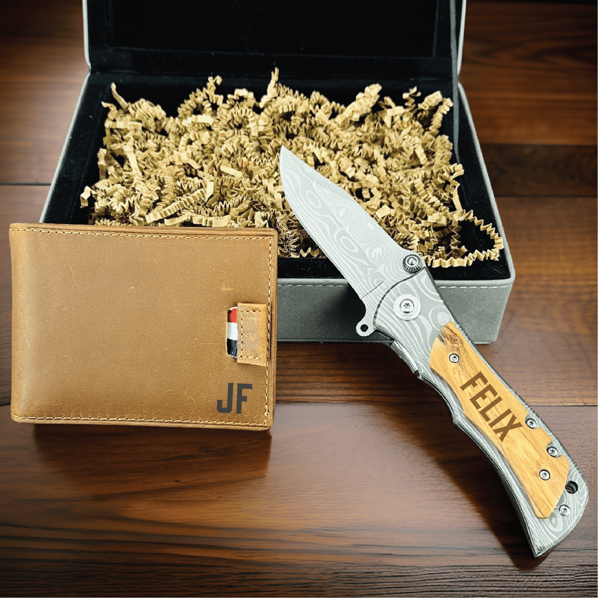 Unique Personalized Personalized Knife and Wallet Gift Box Customized Groomsmen Gifts Gifts for Men by Groovy Guy