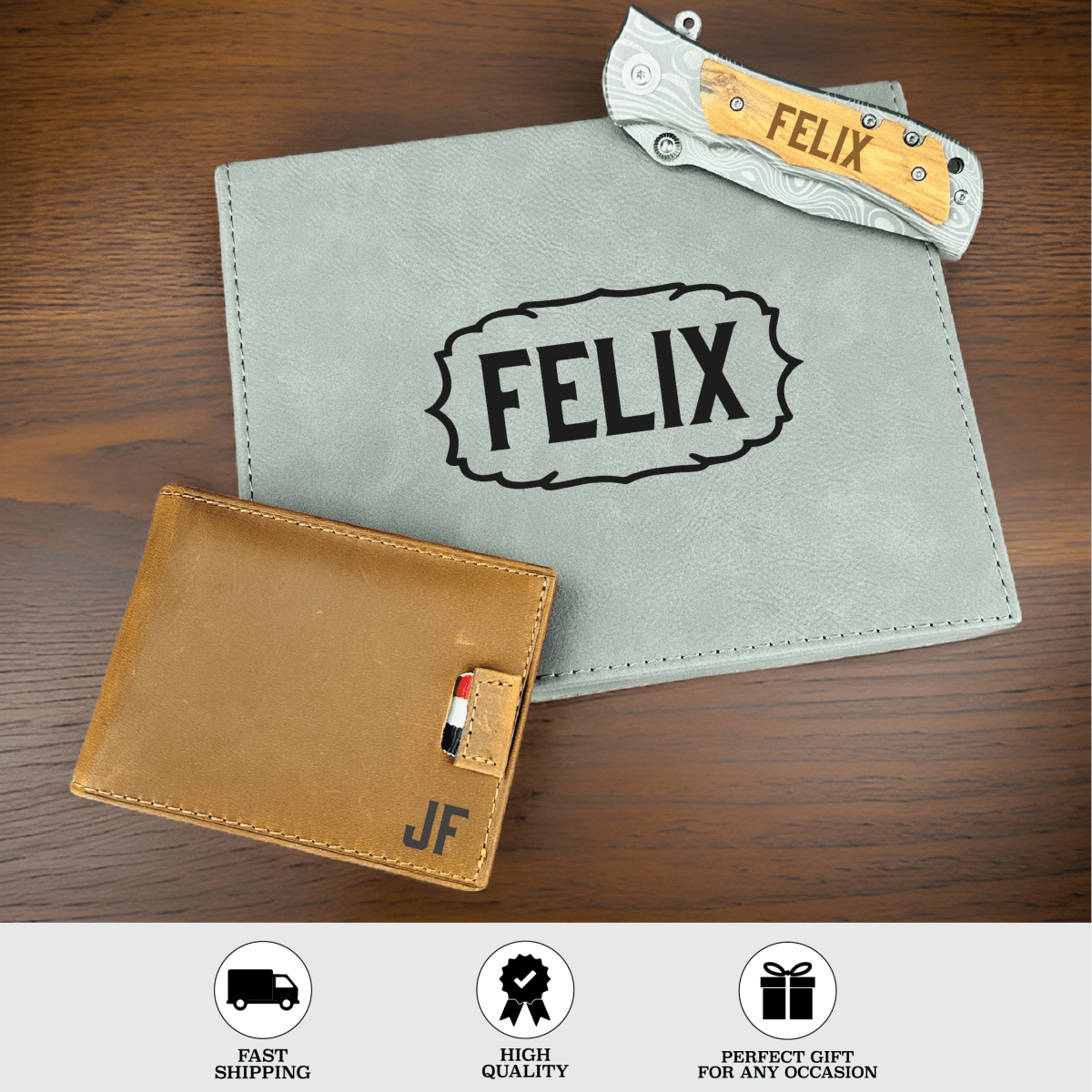 Unique Personalized Personalized Knife and Wallet Gift Box Customized Groomsmen Gifts Gifts for Men by Groovy Guy