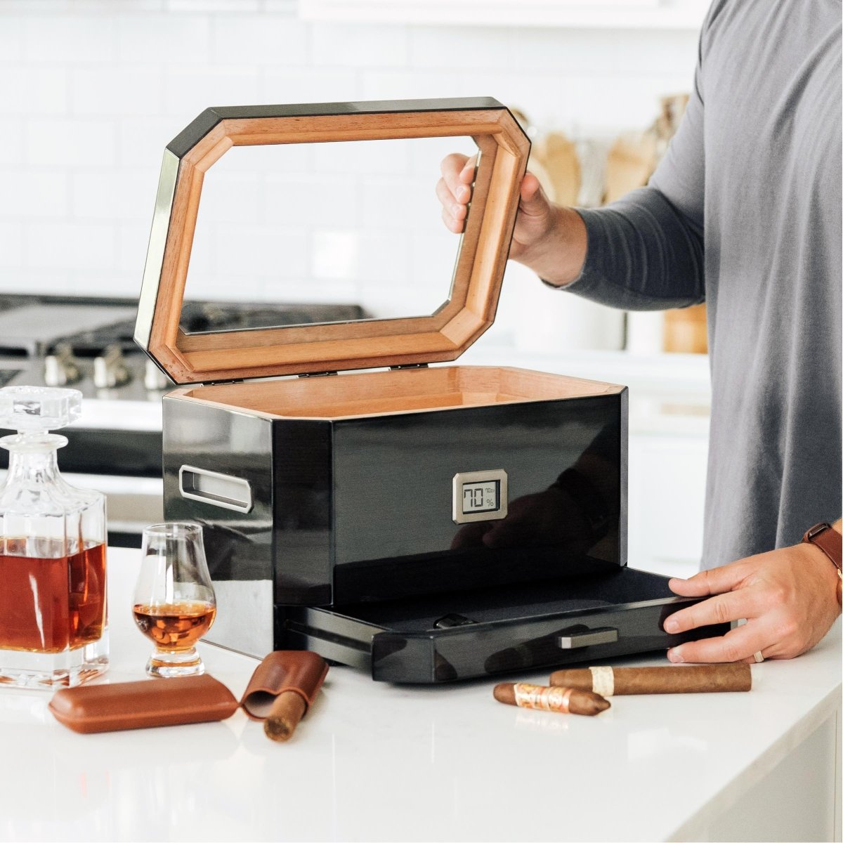 Unique Personalized Octodor Glass Top Humidor Customized Humidor Gifts for Men by Groovy Guy