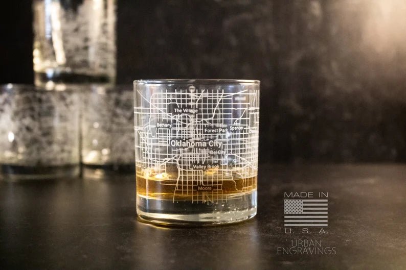 Unique Personalized City Map Rocks Glass Customized Whiskey Glass Gifts for Men by Groovy Guy