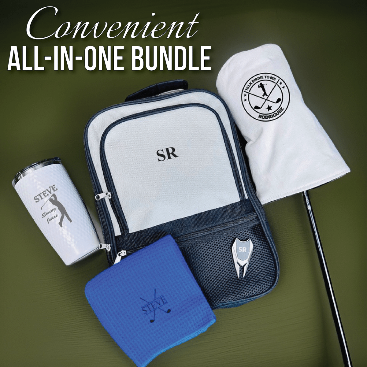 Unique Personalized Birdie Bundle Golf Gift Set Customized Personalized Golf Towel Gifts for Men by Groovy Guy