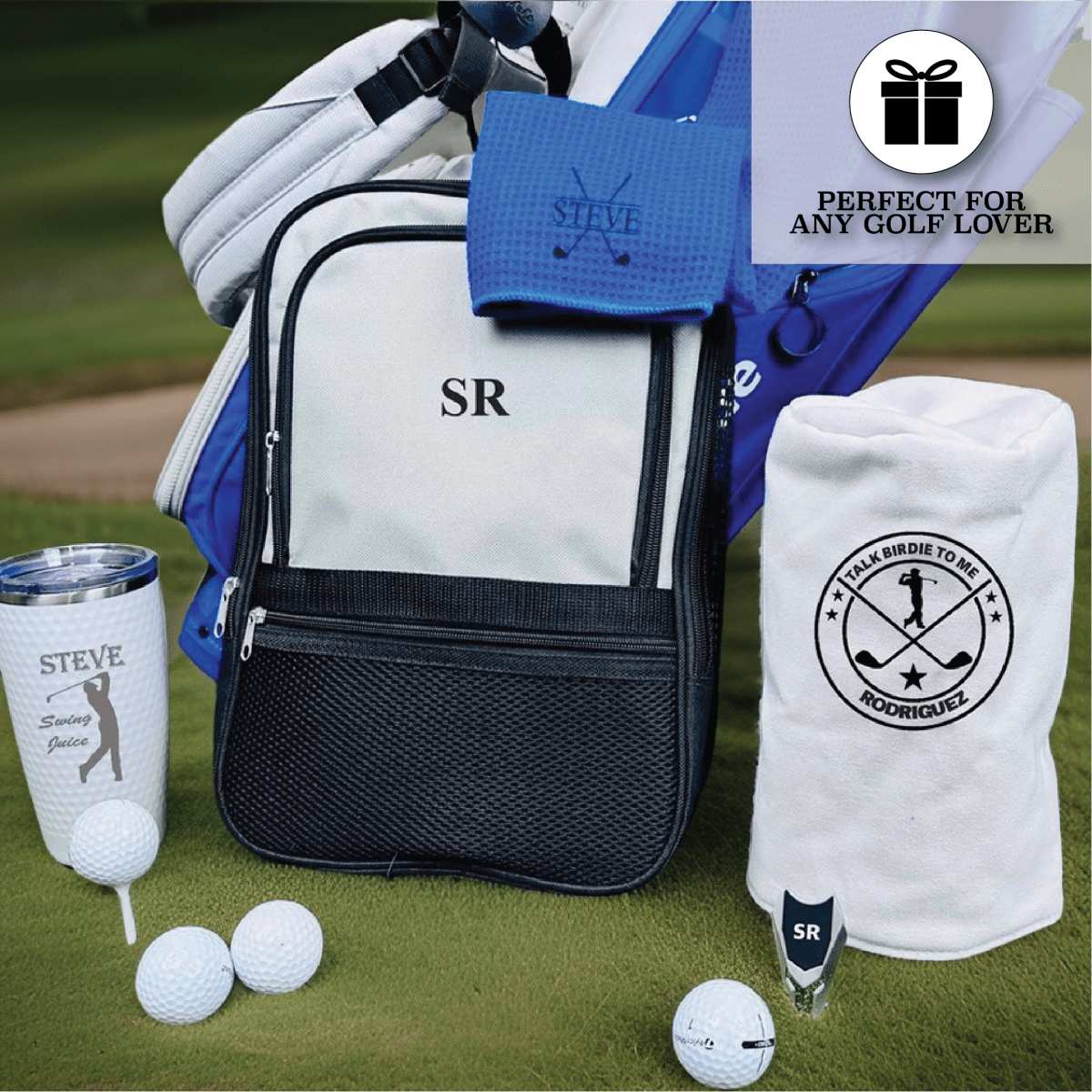 Unique Personalized Birdie Bundle Golf Gift Set Customized Personalized Golf Towel Gifts for Men by Groovy Guy