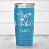 Light Blue Basketball Tumbler With Passion For The Game Design