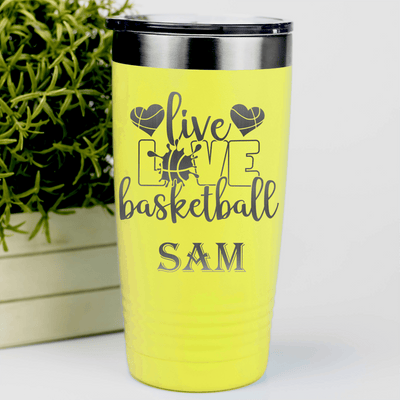 Yellow Basketball Tumbler With Passion For The Game Design