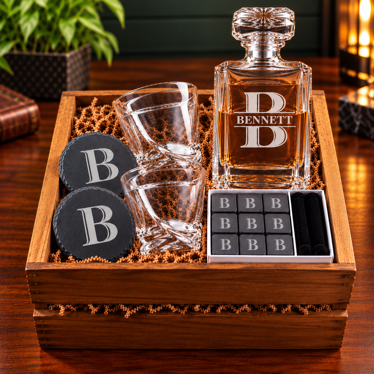 Gentleman's Whiskey Gift Set with Personalized Decanter