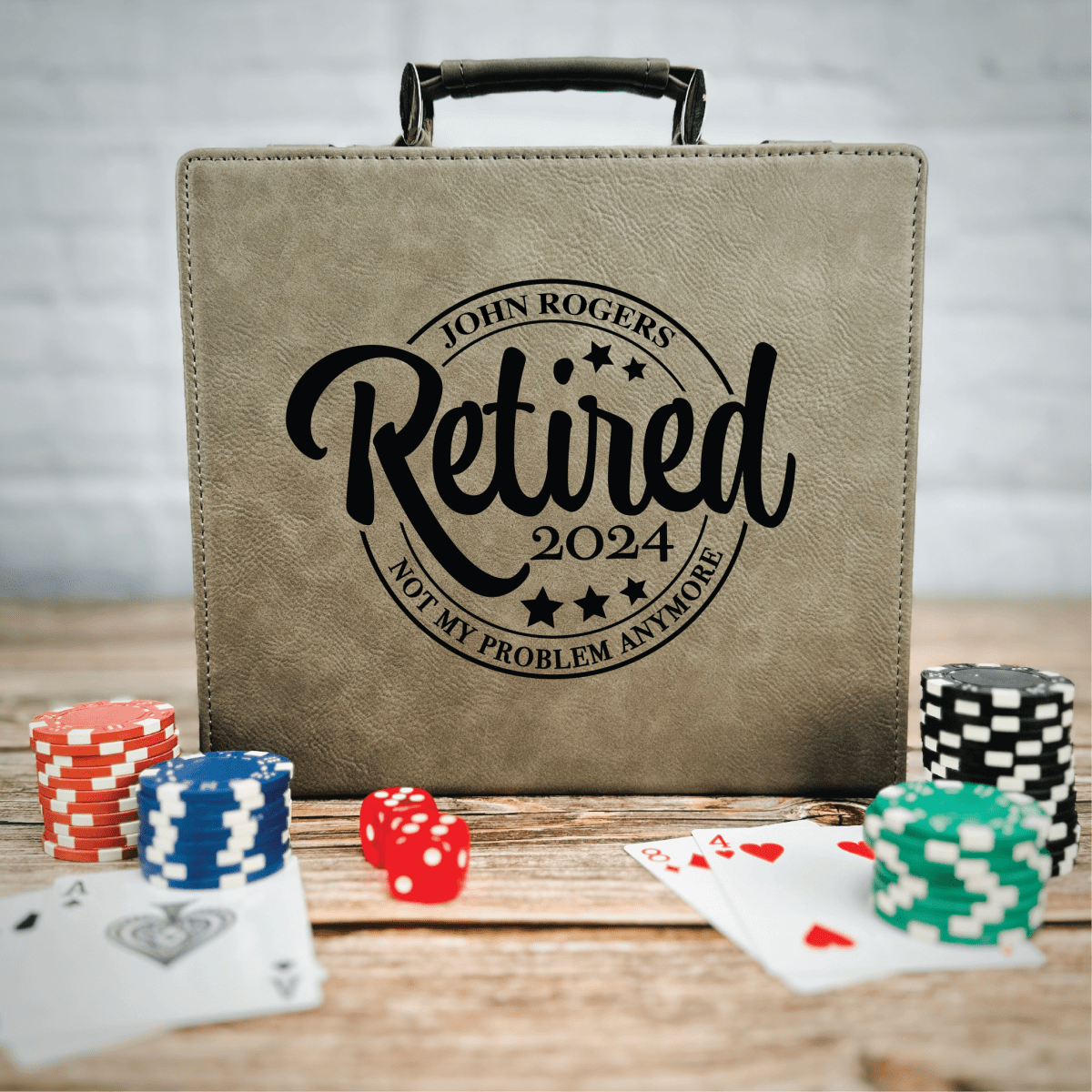 Unique Personalized Freedom, Fun & Flushes Poker Set Customized Gift Set Gifts for Men by Groovy Guy