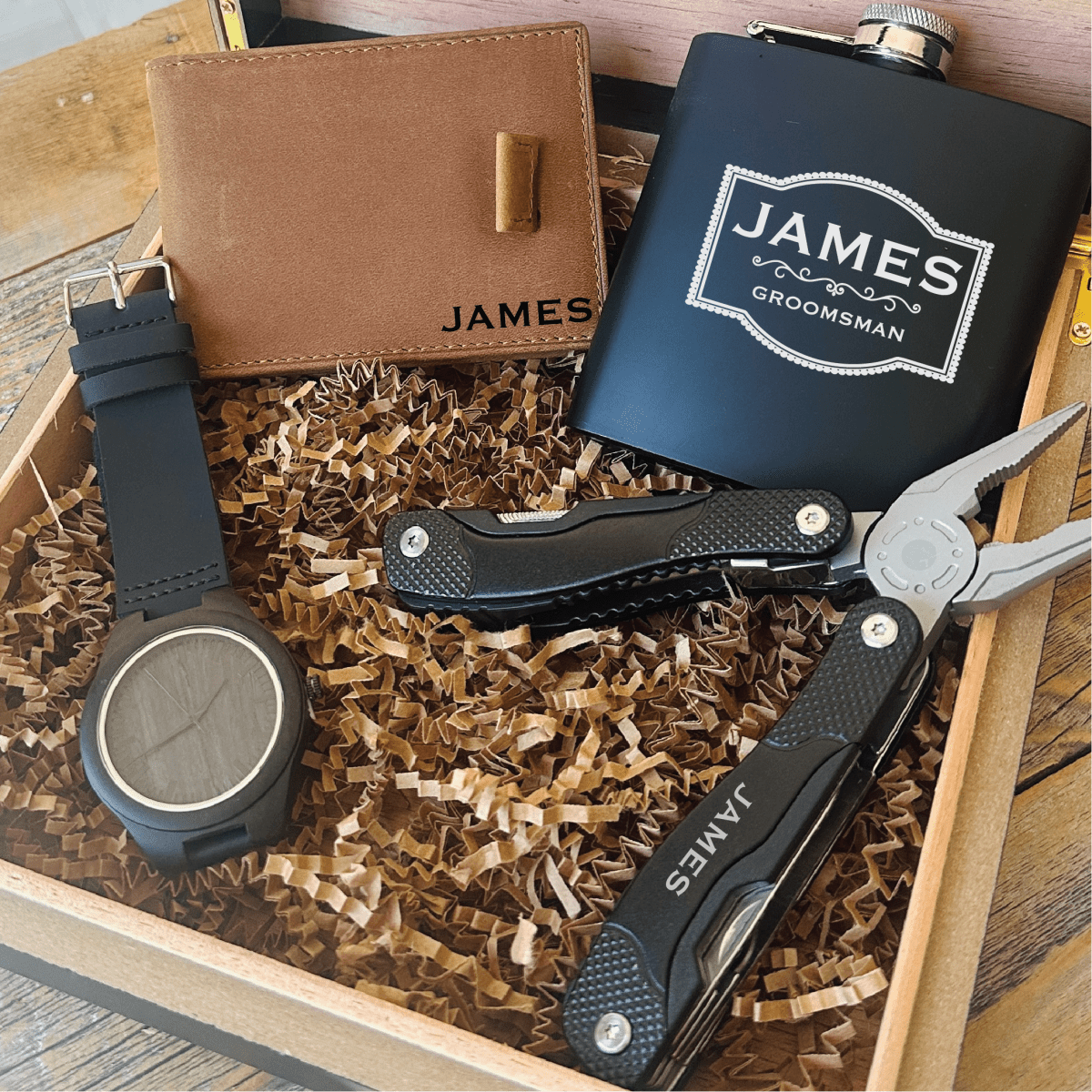 Unique Personalized Premier Groomsman Gift Set Customized Gifts for Men by Groovy Guy