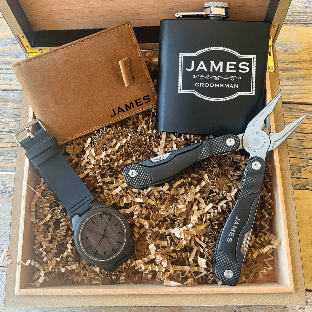 Unique Personalized Premier Groomsman Gift Set Customized Gifts for Men by Groovy Guy