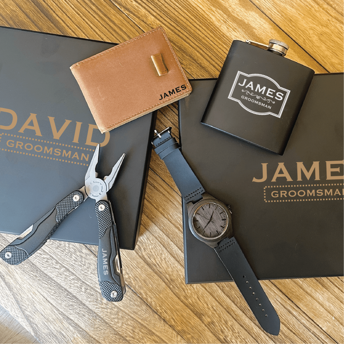 Unique Personalized Premier Groomsman Gift Set Customized Gifts for Men by Groovy Guy