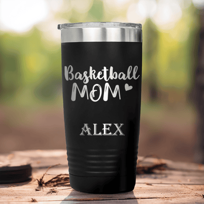 Black Basketball Tumbler With Proud Courtside Mother Design