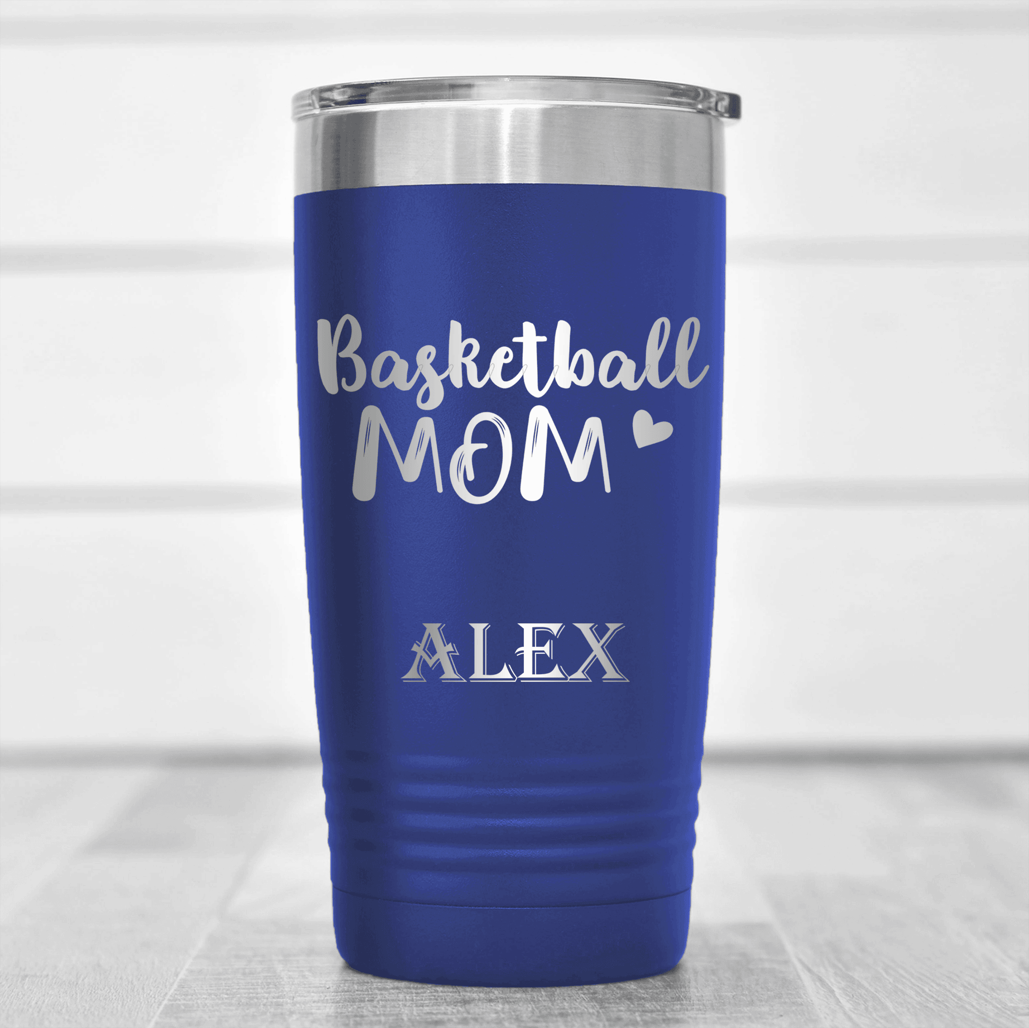 Blue Basketball Tumbler With Proud Courtside Mother Design