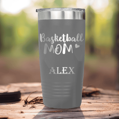 Grey Basketball Tumbler With Proud Courtside Mother Design