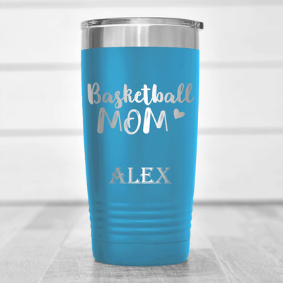 Light Blue Basketball Tumbler With Proud Courtside Mother Design