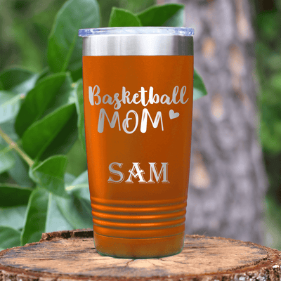 Orange Basketball Tumbler With Proud Courtside Mother Design