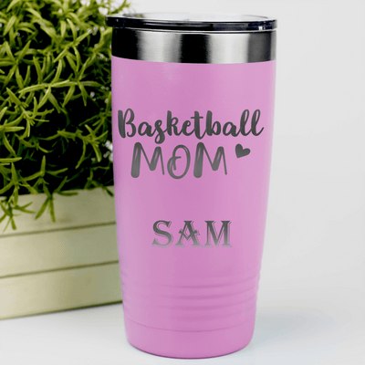 Pink Basketball Tumbler With Proud Courtside Mother Design