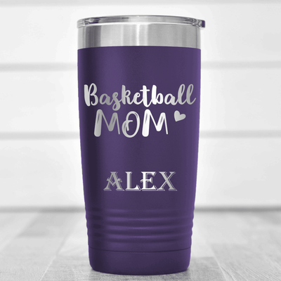 Purple Basketball Tumbler With Proud Courtside Mother Design