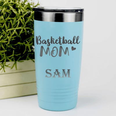 Teal Basketball Tumbler With Proud Courtside Mother Design