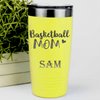 Yellow Basketball Tumbler With Proud Courtside Mother Design
