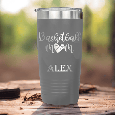 Grey Basketball Tumbler With Queen Of The Bleachers Design