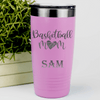 Pink Basketball Tumbler With Queen Of The Bleachers Design