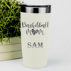 White Basketball Tumbler With Queen Of The Bleachers Design