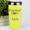 Yellow Basketball Tumbler With Queen Of The Bleachers Design