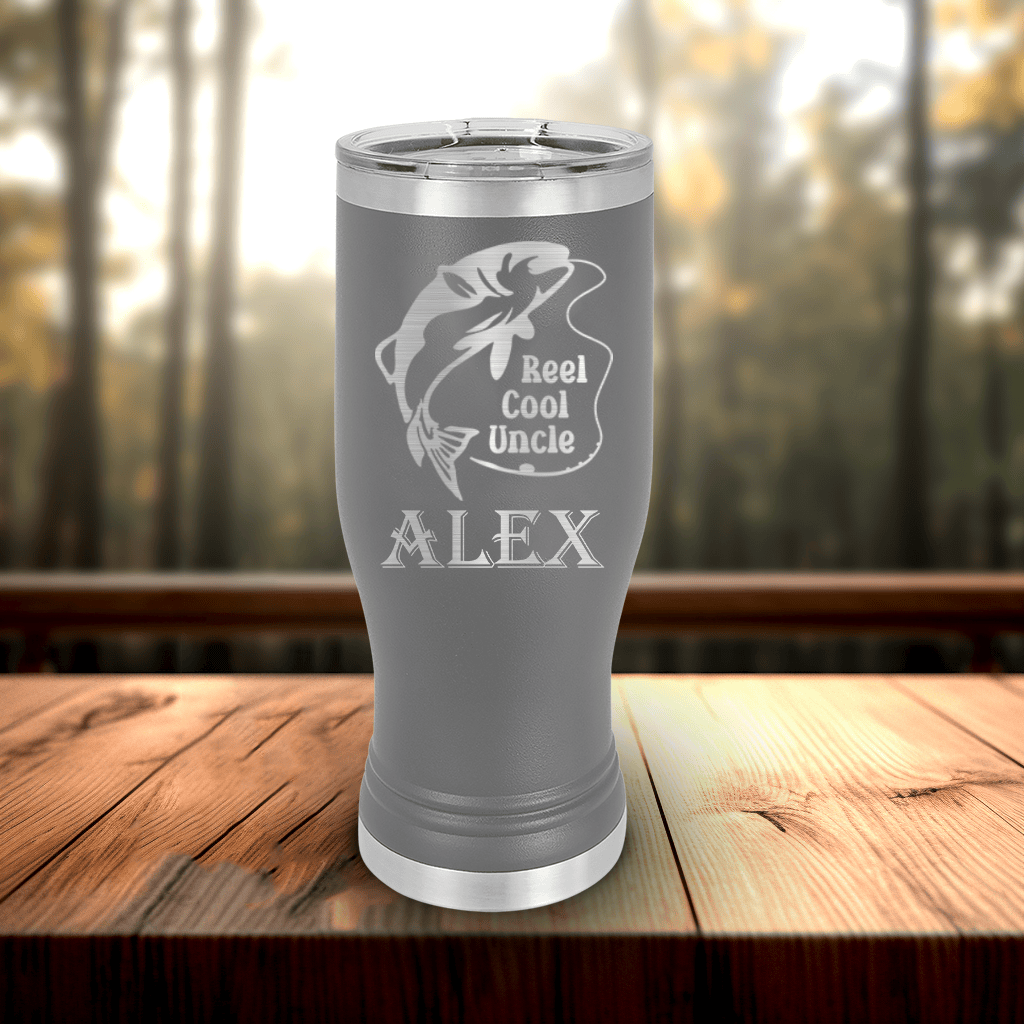 Grey Uncle Travel Mug With Handle With Reel Cool Fishing Uncle Design