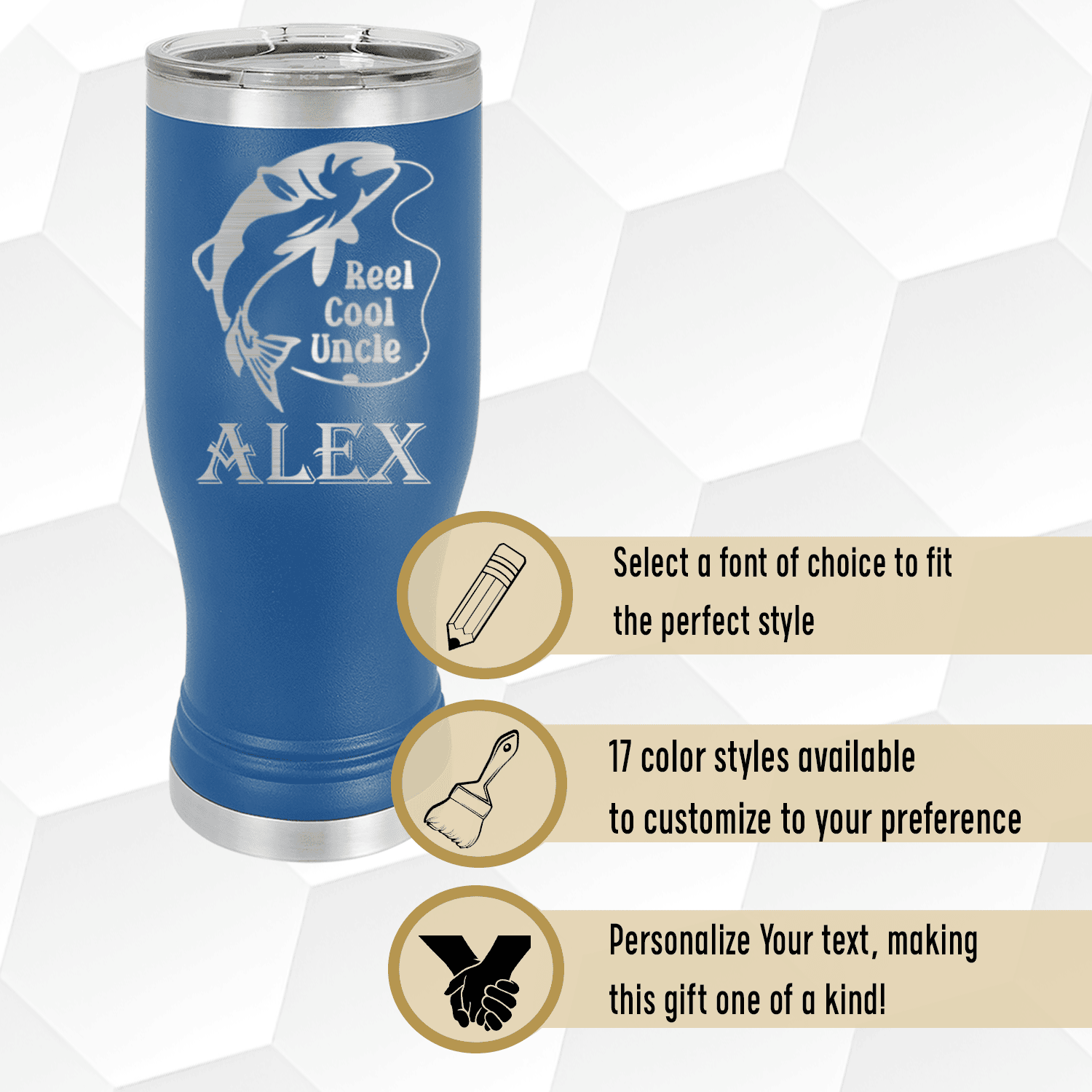 Unique Personalized Reel Cool Fishing Uncle Pilsner Tumbler Customized Uncle Tumblers Gifts for Men by Groovy Guy