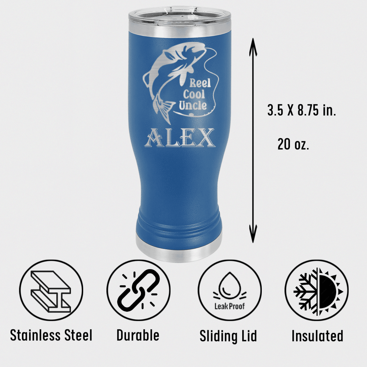 Unique Personalized Reel Cool Fishing Uncle Pilsner Tumbler Customized Uncle Tumblers Gifts for Men by Groovy Guy