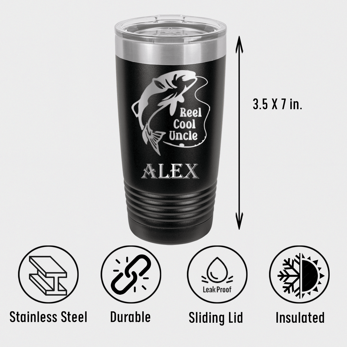 Unique Personalized Reel Cool Fishing Uncle Tumbler Customized Uncle Tumblers Gifts for Men by Groovy Guy